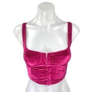Urban Outfitters Anastasia Pink Velvet Velour Sleeveless Corset Crop Top Size S